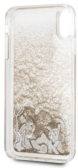 Dėklas Karl Lagerfeld KLHCI65KSICGO iPhone XsMax auksinė/auksinis hard case Iconic Liquid Glitter