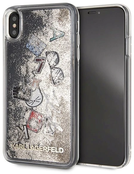Dėklas Karl Lagerfeld KLHCI65KSICGO iPhone XsMax auksinė/auksinis hard case Iconic Liquid Glitter