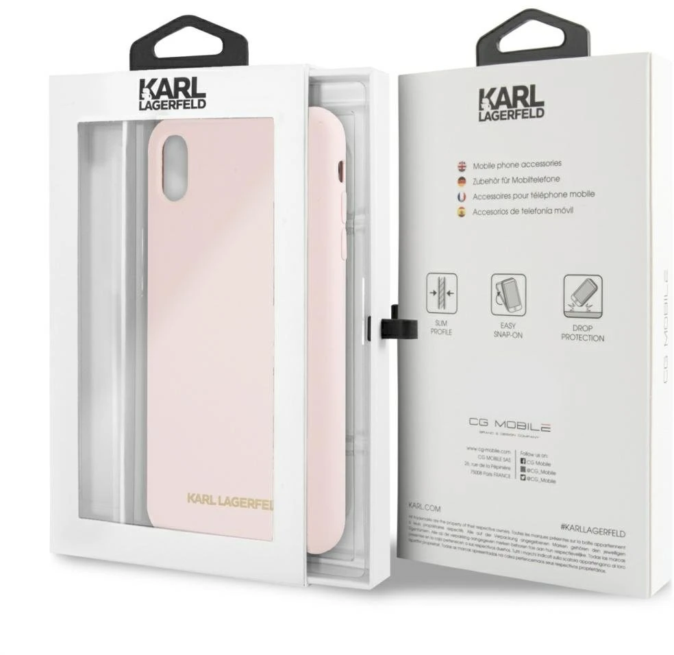 Dėklas Karl Lagerfeld KLHCI65SLLPG IPHONE XS MAX HARDCASE LIGHT Rožinis/LIGHT Rožinis SILICONE