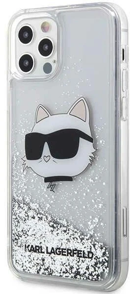 Karl Lagerfeld KLHCP12MLNCHCS iPhone 12/12 Pro 6,1" sidabrinis kietas dėklas Glitter Choupette Head