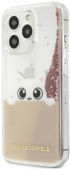 Dėklas Karl Lagerfeld KLHCP13LPABGNU IPHONE 13 PRO / 13 6.1 "Rožinis / Rožinis HARDCASE PEEK A BOO LIQUID GLITTER