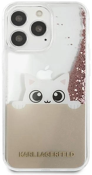 Dėklas Karl Lagerfeld KLHCP13LPABGNU IPHONE 13 PRO / 13 6.1 "Rožinis / Rožinis HARDCASE PEEK A BOO LIQUID GLITTER
