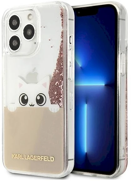 Dėklas Karl Lagerfeld KLHCP13LPABGNU IPHONE 13 PRO / 13 6.1 "Rožinis / Rožinis HARDCASE PEEK A BOO LIQUID GLITTER