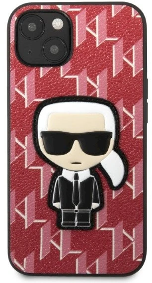 Karl Lagerfeld KLHCP13MPMNIKPI iPhone 13/ 14 / 15 6,1″ kietas dėklas red Monogram Ikonik Patch