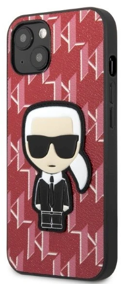 Karl Lagerfeld KLHCP13MPMNIKPI iPhone 13/ 14 / 15 6,1″ kietas dėklas red Monogram Ikonik Patch