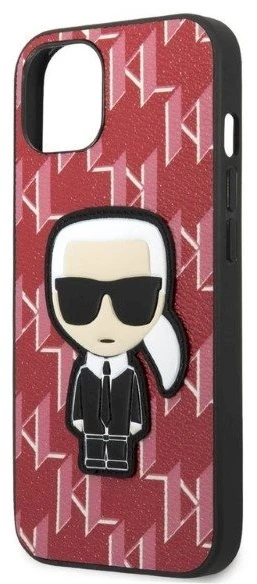Karl Lagerfeld KLHCP13MPMNIKPI iPhone 13/ 14 / 15 6,1″ kietas dėklas red Monogram Ikonik Patch