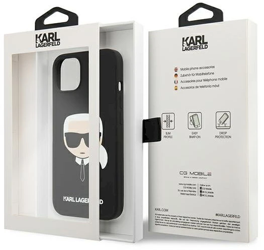 Dėklas Karl Lagerfeld KLHCP13SSLKHBK iPhone 13 mini 5,4" juoda/juodas hardcase Silicone Karl's Head