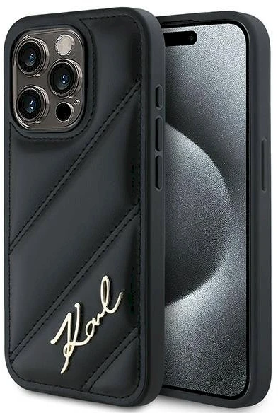 Apple iPhone 13 Karl Lagerfeld Diagonal Quilted Script (KLHCP13XPQDSMGK) dėklas telefonui juodos spalvos