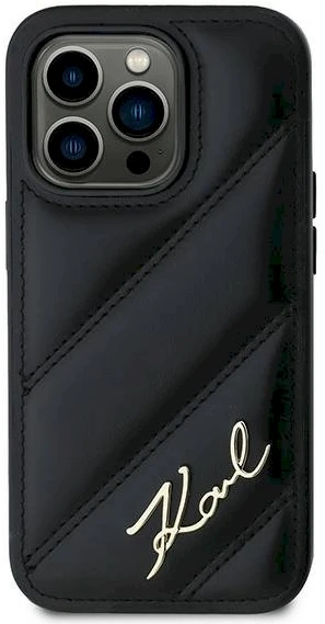 Apple iPhone 13 Karl Lagerfeld Diagonal Quilted Script (KLHCP13XPQDSMGK) dėklas telefonui juodos spalvos