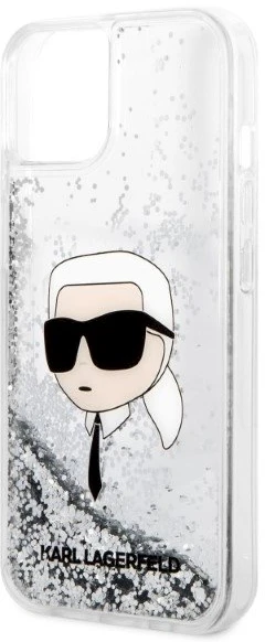 Karl Lagerfeld KLHCP14MLNKHCH iPhone 14 Plus / 15 Plus 6,7″ sidabrinis kietas dėklas Glitter Karl Head