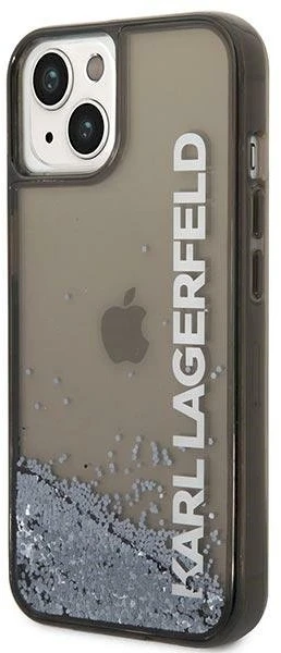 Apple iPhone 14 Karl Lagerfeld dėklas Liquid Glitter Elong juodos spalvos