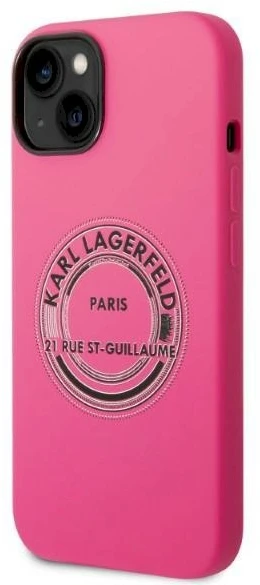 Karl Lagerfeld KLHCP14SSRSGRCF iPhone 14/15/13 6,1" kietas dėklas, rožinis silikoninis RSG