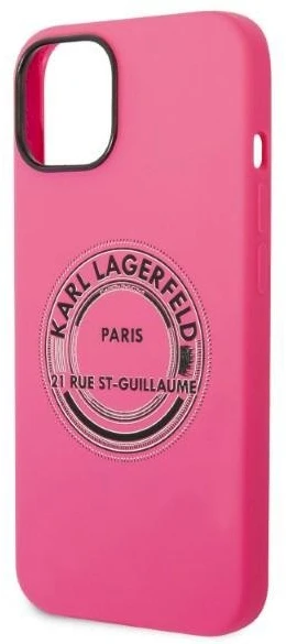 Karl Lagerfeld KLHCP14SSRSGRCF iPhone 14/15/13 6,1" kietas dėklas, rožinis silikoninis RSG