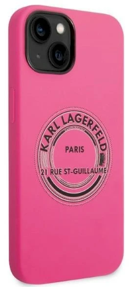 Karl Lagerfeld KLHCP14SSRSGRCF iPhone 14/15/13 6,1" kietas dėklas, rožinis silikoninis RSG
