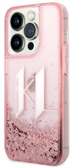 Karl Lagerfeld KLHCP14XLBKLCP iPhone 14 Pro Max 6.7" rožinis / rožinis kietas dėklas su skystais blizgučiais, didelis KL