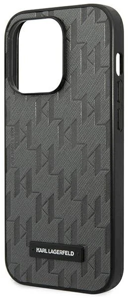 Karl Lagerfeld Saffiano Mono Metal Logo iPhone 14 Pro Max 6.7" dėklas – pilkas