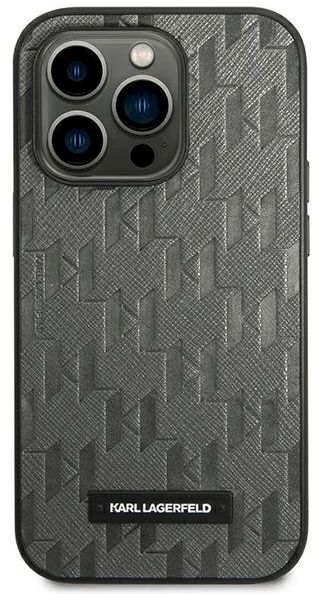 Karl Lagerfeld Saffiano Mono Metal Logo iPhone 14 Pro Max 6.7" dėklas – pilkas