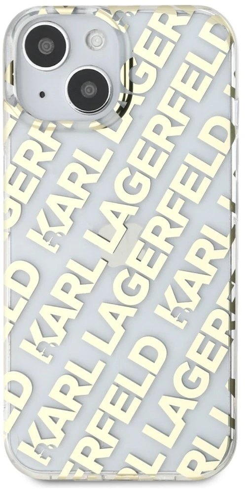 Apple iPhone 13 / 14 / 15 Karl Lagerfeld dėklas IML Fullover Logo (KLHCP15SHKFOEMD) aukso spalvos