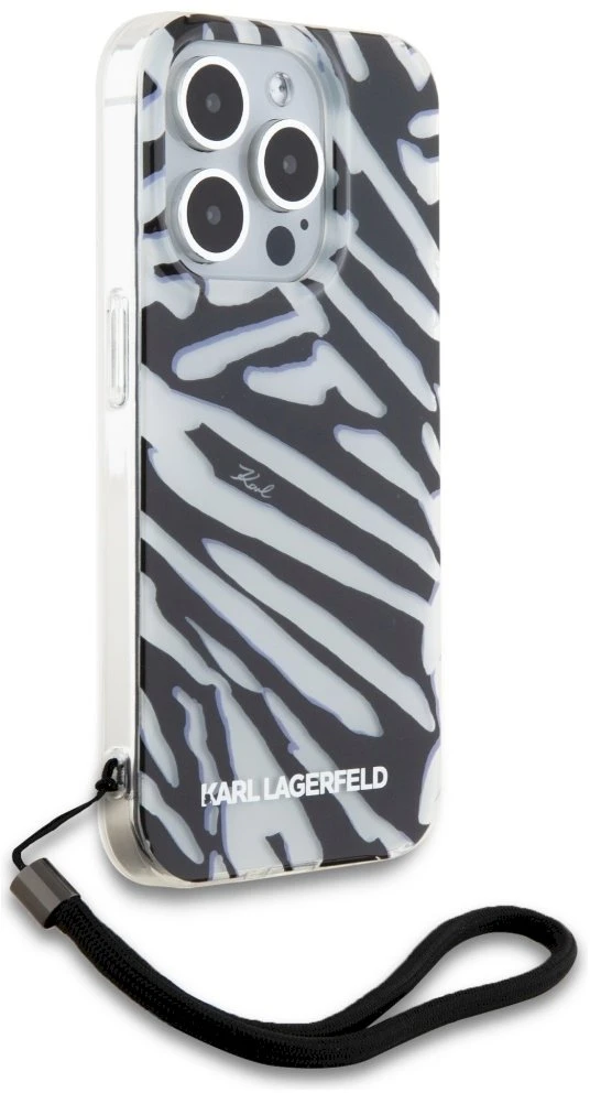 Apple iPhone 15 Pro Max Karl Lagerfeld dėklas IML Zebra Pattern & Cord (KLHCP15XHZBPKCCK) juodos spalvos