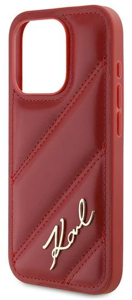 Karl Lagerfeld KLHCP15XPQDSMGR Apple iPhone 15 Pro Max 6.7″ red kietas dėklas Diagonal Quilted Script