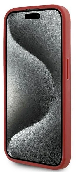 Karl Lagerfeld KLHCP15XPQDSMGR Apple iPhone 15 Pro Max 6.7″ red kietas dėklas Diagonal Quilted Script