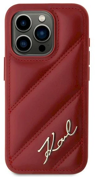 Karl Lagerfeld KLHCP15XPQDSMGR Apple iPhone 15 Pro Max 6.7″ red kietas dėklas Diagonal Quilted Script