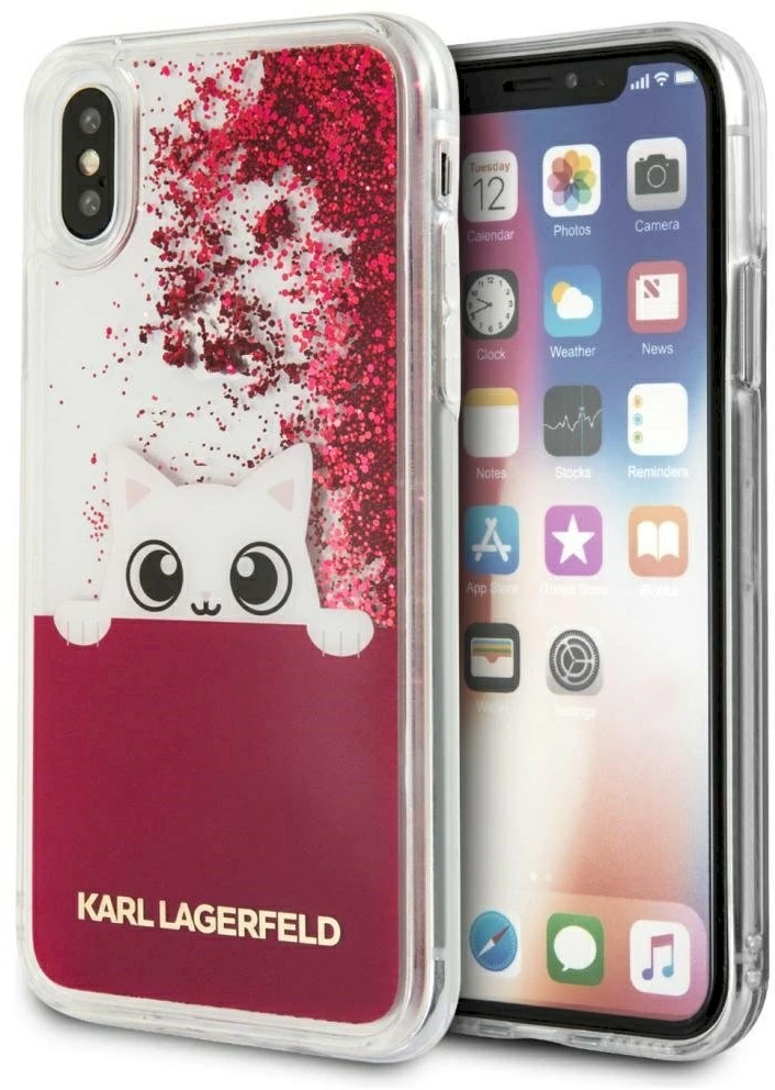 Dėklas Karl Lagerfeld dėkliukas telefonui iPhone X su blizgučiais