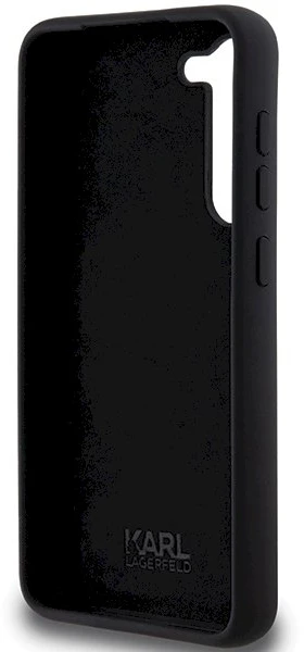 Karl Lagerfeld KLHCS23MSMHKCNPK S23+ S916 kietas dėklas juodos spalvos Silicone Karl&Choupette Metal Pin