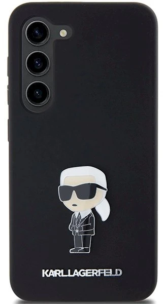 Dėklas Karl Lagerfeld KLHCS23MSMHKNPK S23+ S916 juodos spalvos Silicone Ikonik Metal Pin