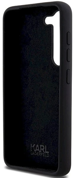 Karl Lagerfeld KLHCS23SSMHKCNPK S23 S911kietas dėklas juodos spalvos Silicone Karl&Choupette Metal Pin