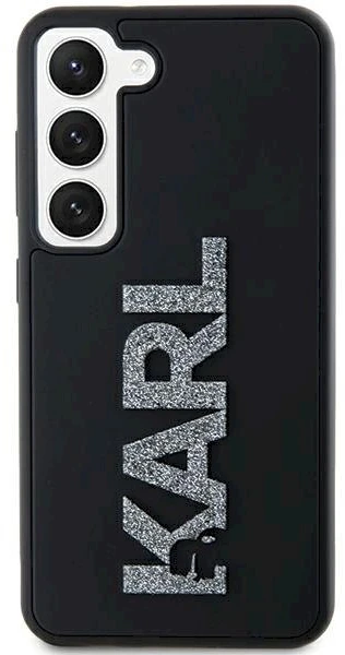 Karl Lagerfeld KLHCS24S3DMBKCK S24 S921 juodos spalvos kietas dėklas 3D Rubber Glitter Logo
