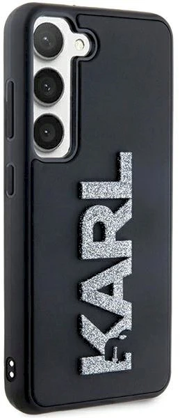 Karl Lagerfeld KLHCS24S3DMBKCK S24 S921 juodos spalvos kietas dėklas 3D Rubber Glitter Logo