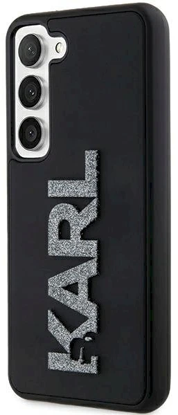 Karl Lagerfeld KLHCS24S3DMBKCK S24 S921 juodos spalvos kietas dėklas 3D Rubber Glitter Logo