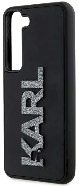 Karl Lagerfeld KLHCS24S3DMBKCK S24 S921 juodos spalvos kietas dėklas 3D Rubber Glitter Logo