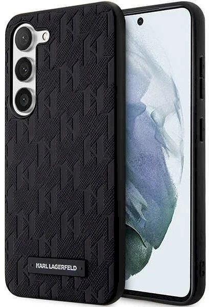 Karl Lagerfeld KLHCS24SSAKLHPK S24 S921 kietas dėklas juodos spalvos Saffiano Mono Metal Logo
