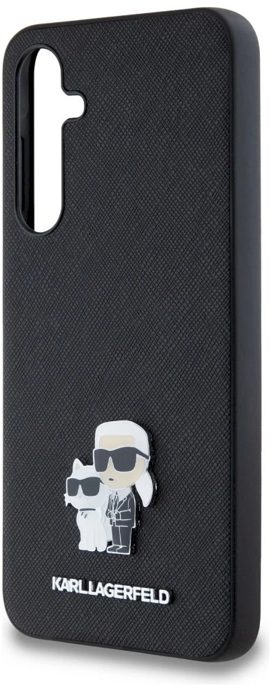Samsung Galaxy A35 5G Karl Lagerfeld dėklas Saffiano Karl&Choupette Pin (KLHCSA35SAKCNPK) juodos spalvos