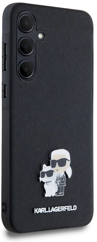Samsung Galaxy A35 5G Karl Lagerfeld dėklas Saffiano Karl&Choupette Pin (KLHCSA35SAKCNPK) juodos spalvos