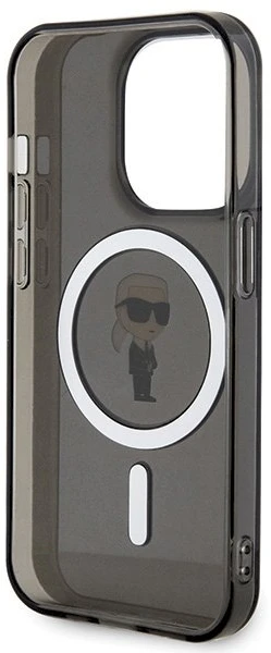 Karl Lagerfeld KLHMP14LHFCKNOK Apple iPhone 14 Pro 6.1″ juodos spalvos kietas dėklas IML Ikonik MagSafe