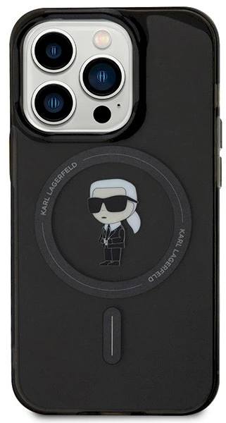 Karl Lagerfeld KLHMP14LHFCKNOK Apple iPhone 14 Pro 6.1″ juodos spalvos kietas dėklas IML Ikonik MagSafe