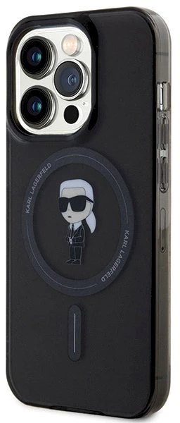 Karl Lagerfeld KLHMP14LHFCKNOK Apple iPhone 14 Pro 6.1″ juodos spalvos kietas dėklas IML Ikonik MagSafe