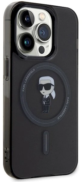 Karl Lagerfeld KLHMP14LHFCKNOK Apple iPhone 14 Pro 6.1″ juodos spalvos kietas dėklas IML Ikonik MagSafe