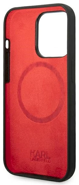 Dėklas Karl Lagerfeld KLHMP14LSLMP1K iPhone 14 Pro 6,1" hardcase juoda/juodas Silicone Plaque Magsafe