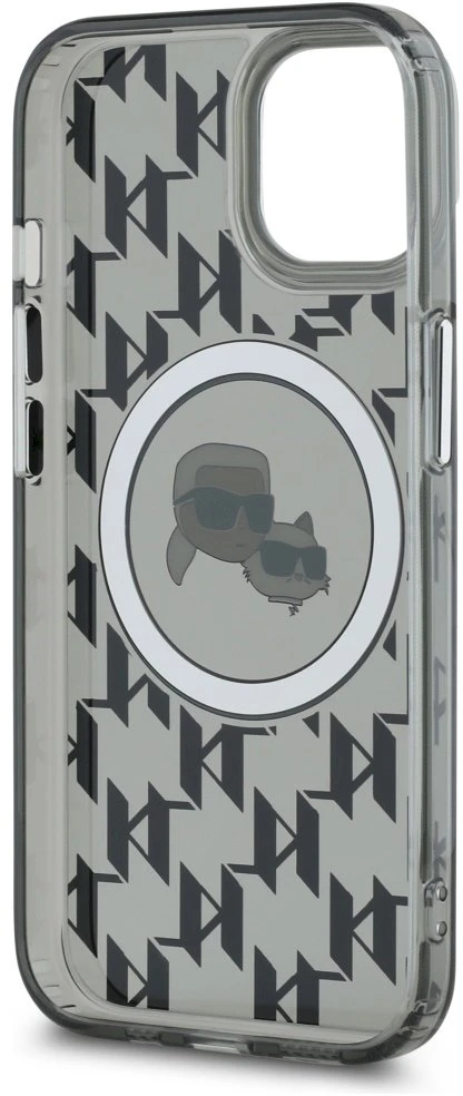 Dėklas Karl Lagerfeld KLHMP15MHMCKMHK Apple iPhone 15 Plus 6.7″ juodos spalvos IML Monogram Karl&Choupette Head MagS