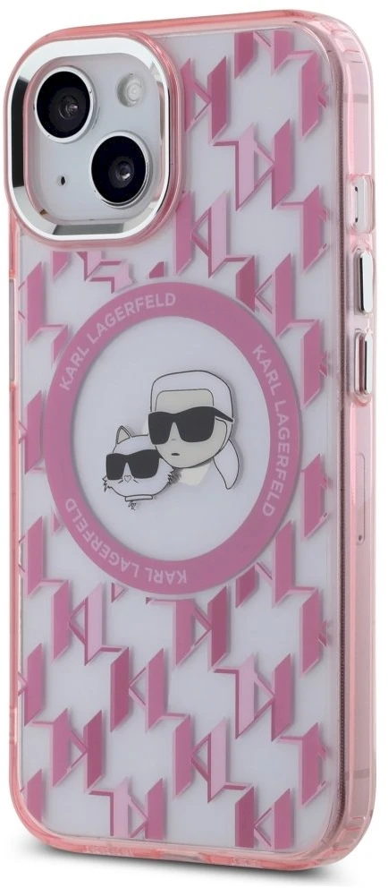 Dėklas Karl Lagerfeld KLHMP15MHMCKMHP Apple iPhone 15 Plus 6.7″ rožinės spalvos IML Monogram Karl&Choupette Head MagSa