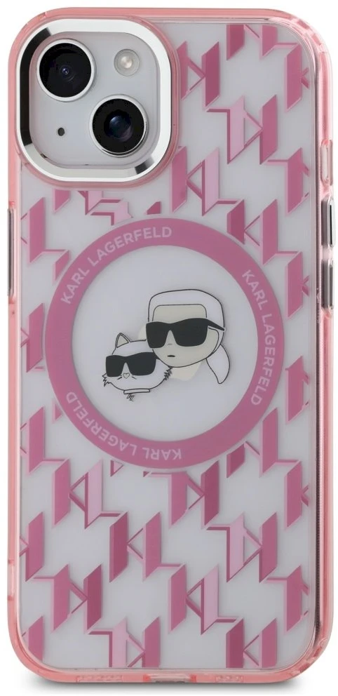 Dėklas Karl Lagerfeld KLHMP15MHMCKMHP Apple iPhone 15 Plus 6.7″ rožinės spalvos IML Monogram Karl&Choupette Head MagSa