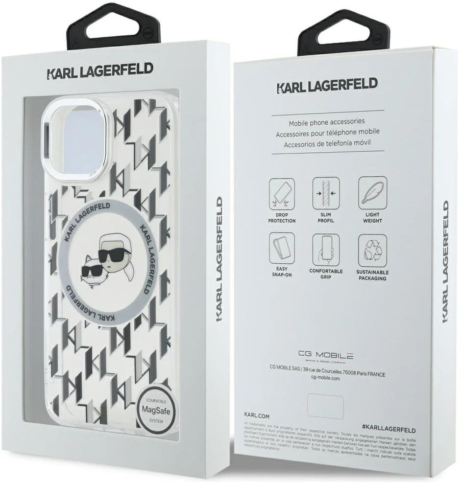 Dėklas Karl Lagerfeld KLHMP15SHMCKMHT Apple iPhone 15 6.1″ skaidrus IML Monogram Karl&Choupette H