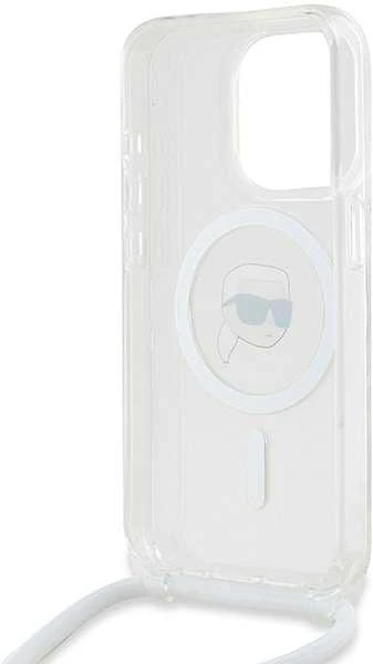 Karl Lagerfeld KLHMP15XHCKHNT Apple iPhone15 Pro Max 6.7″ kietas dėklas skaidrus Crossbody IML Karl Head Mag