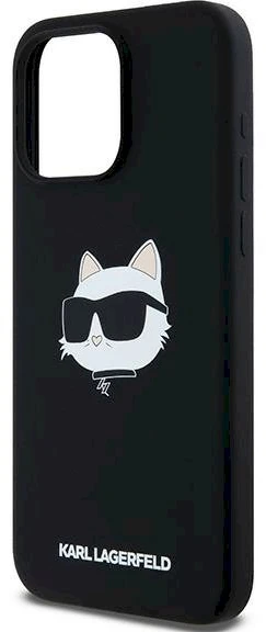 Karl Lagerfeld KLHMP15XSCHPPLK Apple iPhone 15 Pro Max 6.7″ juodos spalvos kietas dėklas Silicone Choupette Head M