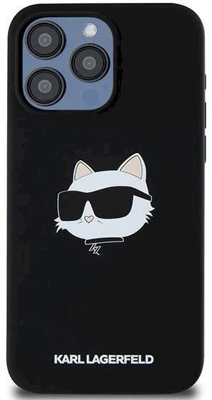 Karl Lagerfeld KLHMP15XSCHPPLK Apple iPhone 15 Pro Max 6.7″ juodos spalvos kietas dėklas Silicone Choupette Head M