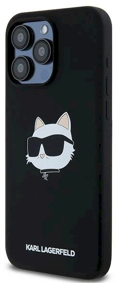Karl Lagerfeld KLHMP15XSCHPPLK Apple iPhone 15 Pro Max 6.7″ juodos spalvos kietas dėklas Silicone Choupette Head M
